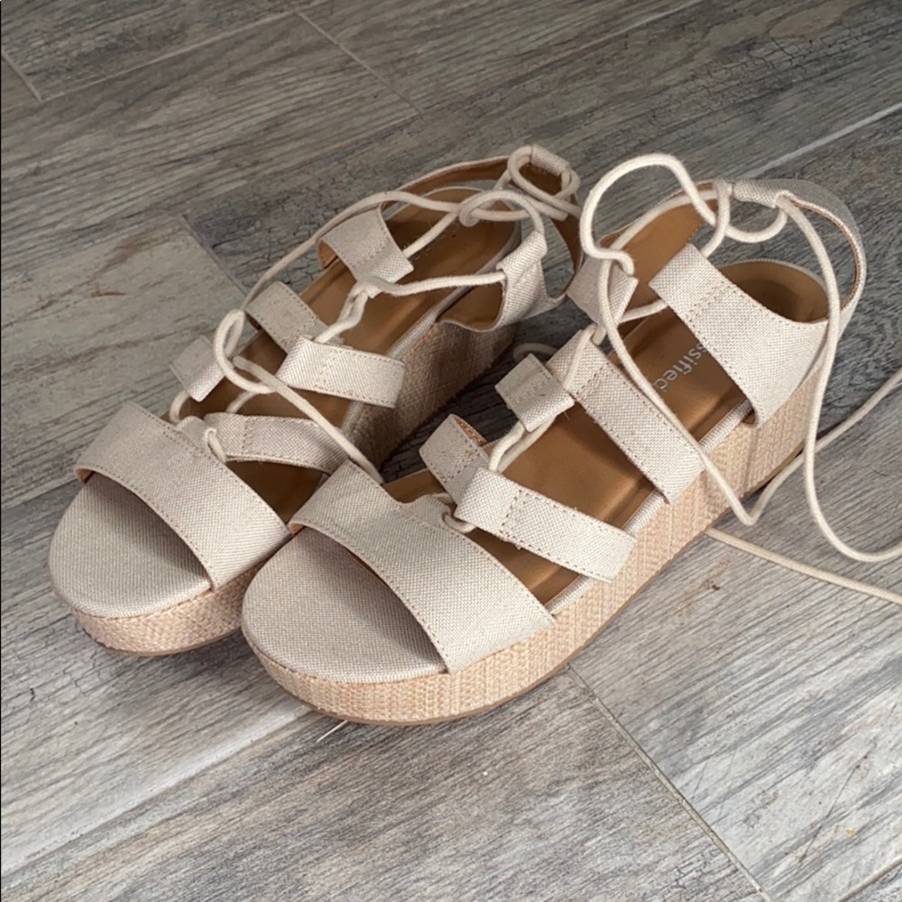 Lace up bamboo platforms